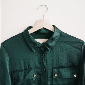 MICHAEL by Michael Kors Blouse Size L Dark Green